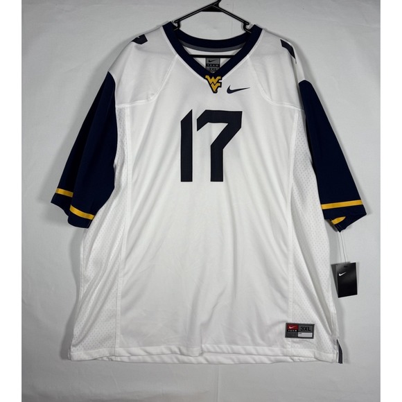 NWT West Virginia Mountaineers #17 Nike Team Football Jersey Mens 3XL White WVU